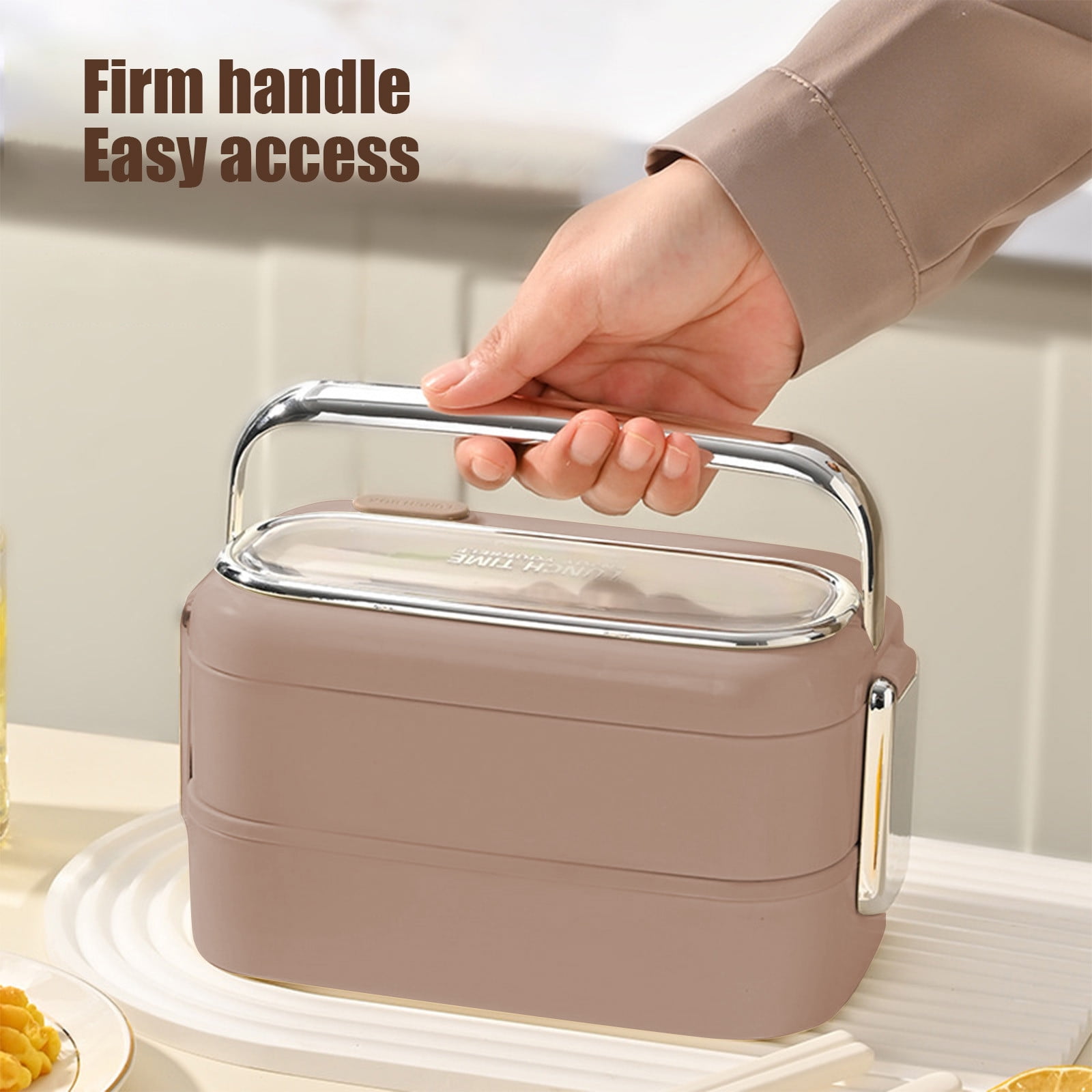 TACILIP Stainless Steel Double Layer Lunch Box Can Be Put Into The Microwave To Keep Warm Multi Layer Compartment Lunch Box Lunch Box, Mom Gifts