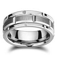thumbnail image 2 of Wedding Ring For Men & Women 8mm Silver Brick Pattern Tungsten Wedding Band, 2 of 3