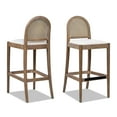 thumbnail image 6 of CoSoTower 30.5" Curved Back Cane Rattan Bar Stool, Set of 2, Ivory White Boucle, 6 of 7