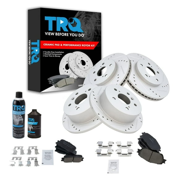 TRQ Front Rear Ceramic Brake Pad Performance Rotor Kit w/Chemicals BKA17120 Fits select: 2002-2006 LEXUS ES
