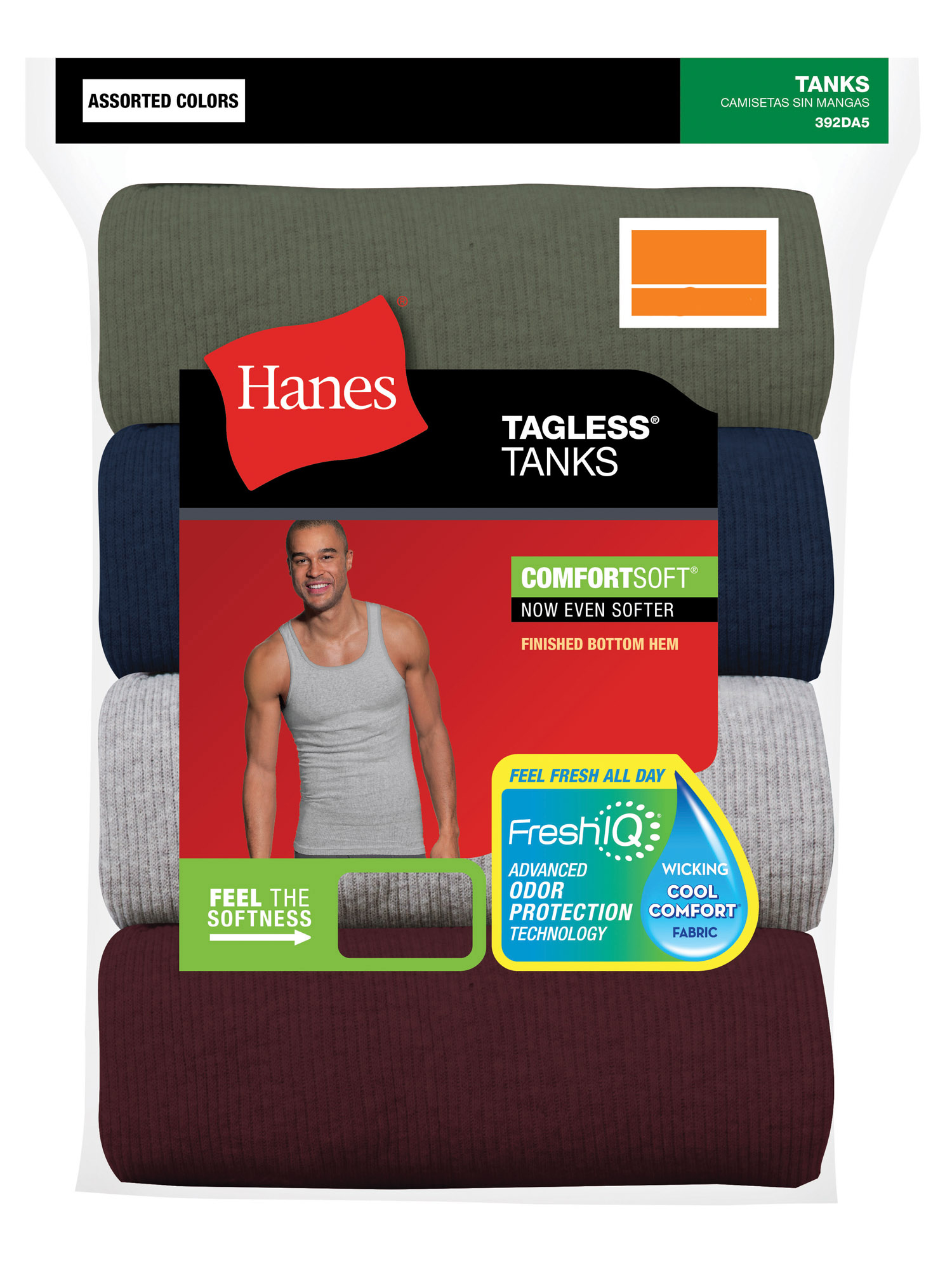 Men's ComfortSoft Assorted Colors Tagless Tanks, 5 Pack - Walmart.com