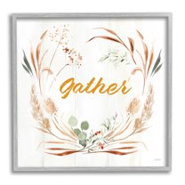 Stupell Industries Gather Phrase Herbs Wreath Graphic Art Gray Framed Art Print Wall Art, Design by Katrina Pete