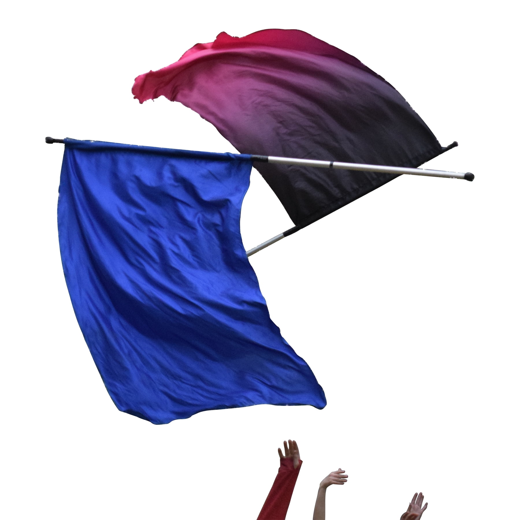 KHAMPA Color Guard Flags with Pole - Lightweight Spinning Flags for Performances - Vibrant Colors, Durable Construction - Ideal for Marching Bands, Drum Corps, and Dance Teams