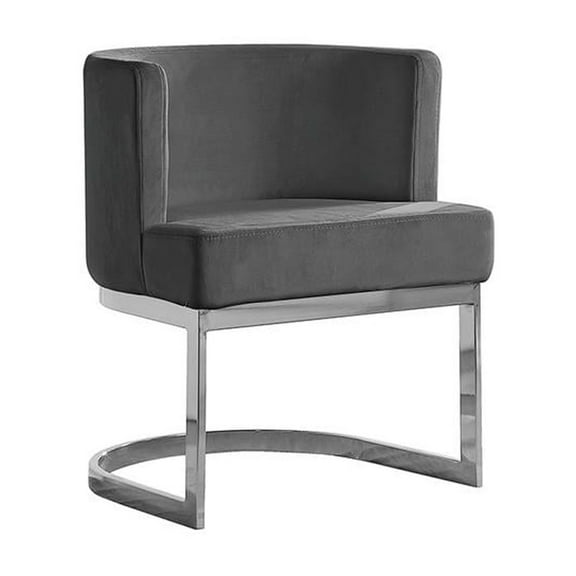 Velvet Dark Gray Accent Chair with Silver Chrome Base - 1 Chair