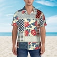 thumbnail image 4 of Balery Patchwork In Country Style Print Men's Hawaiian Shirts Short Sleeve Beach Shirt Relaxed Fit Vacation Button Down Shirts-Large, 4 of 9