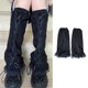 thumbnail image 2 of Calentadores de piernas negros góticos Punk para mujer y niña, calcetines hasta la pantorrilla con cordones cruzados Harajuku, cubierta de pie de encaje de volantes Lolita, 2 of 5