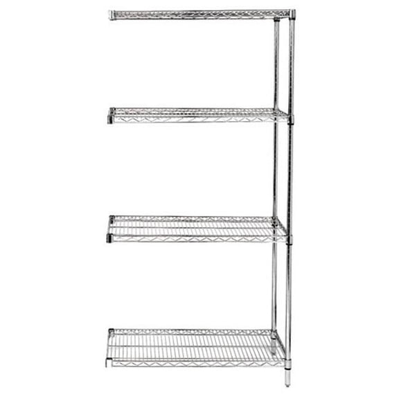 Stainless Steel Wire Shelving Add On Unit with 4 Shelves - 18 x 72 x 63 in.