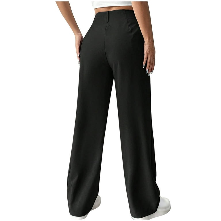 Zyekqe Business Casual Pants for Women High Waisted Dress Pants Wide Leg Pleated Work Office Trousers
