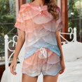 thumbnail image 2 of Mermaid Fish Scales Pajama Set for Women 2 Piece Sleepwear Loungewear Short Sleeve, 2 of 7