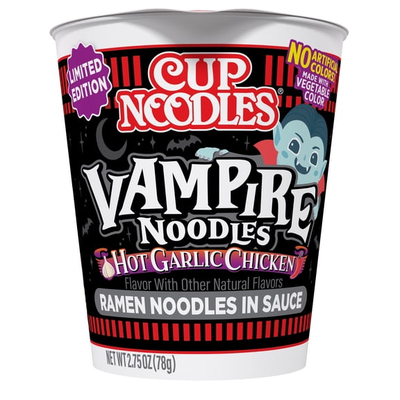 Nissin Cup Noodles Vampire Hot Garlic Chicken Instant Ramen Noodles, Limited Edition, 2.75 oz