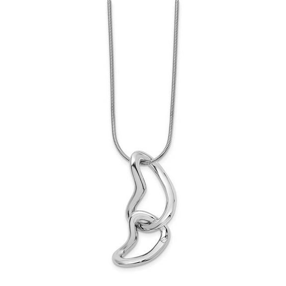 Primal Silver Sterling Silver Rhodium-plated 0.015 Cttw Diamond Hearts Necklace