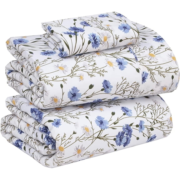 100% Cotton Percale Twin Sheets 3 Piece Set Deep Pocket 16 Inch Crisp Cooling Breathable