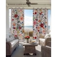 thumbnail image 2 of Pink Flowers Blackout Curtains for Bedroom/Living Room, Thermal Insulated Kitchen Curtains, Spring Farmhouse Floral Leaves Vintage Grommet Darkening Window Treatment Drapes 52"x72"x2, 2 of 8