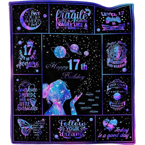 LHSHID 17 Year Old Girl Gift Ideas 17th Birthday Gifts for Girls Gifts for 17 Year Old Girl Birthday Gifts for 17 Year Old Girls 17th Birthday Decorations for Girls Throw Blanket 60"x80"