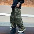 thumbnail image 6 of LIIPEE Boys Cargo Pants Camouflage Printed Elastic Waist Straight Wide Leg Loose Fit Workwear Joggers Trousers With Pockets Child Versatile Indoor Outdoor Wear Pants,Green,13-14 Years, 6 of 8