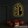thumbnail image 4 of Craftnamesign Witch and Black Cat Metal Wall Art Led Light, Halloween Sign, Halloween Decor, 4 of 5