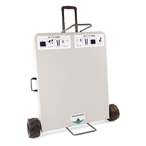 CREATIVE OUTDOOR Rolling Folding Table w/ Builtin Wheels, Holds up to