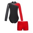 thumbnail image 4 of Aislor Leotard for Girls Gymnastics Activewear Dance Bodysuit 2-Piece Tumbling Outfit with Shorts Size 4-14 Red 14, 4 of 7