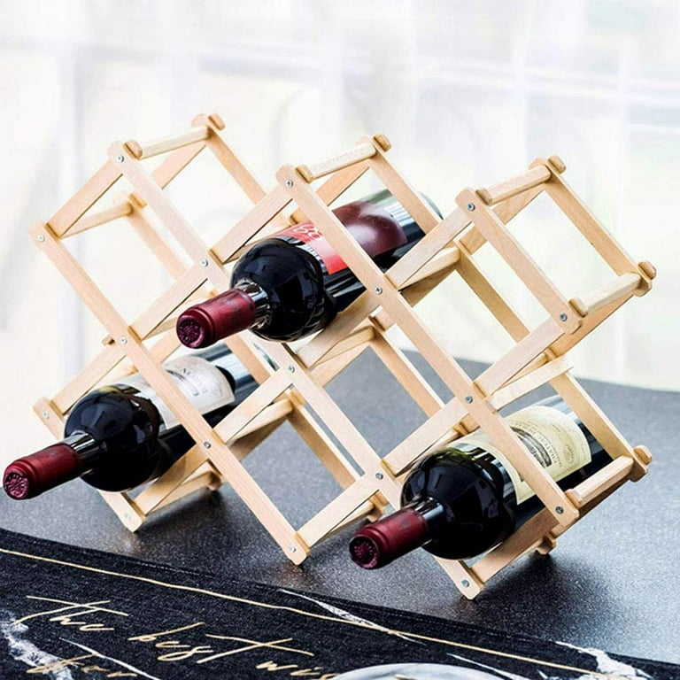 LYTIVAGEN Wine Rack Wood Diamond Shaped Wine Shelves Foldable Wine