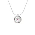 thumbnail image 2 of Delight Jewelry Silvertone Large October - Hot Pink Crystal Heart Hero Ring Charm Necklace, 18", 2 of 4