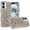 Silver, variant on For iPhone 16 6.1 inch Charming Hearts Bling Diamonds Stones Chrome Hybrid Case - Silver