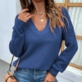 thumbnail image 6 of LYXSSBYX Women Fall Sweaters for Women 2022 Hot Sale Clearance Women Casual Fashion Solid Color Pullover Long Sleeve V-Neck Sweater, 6 of 9