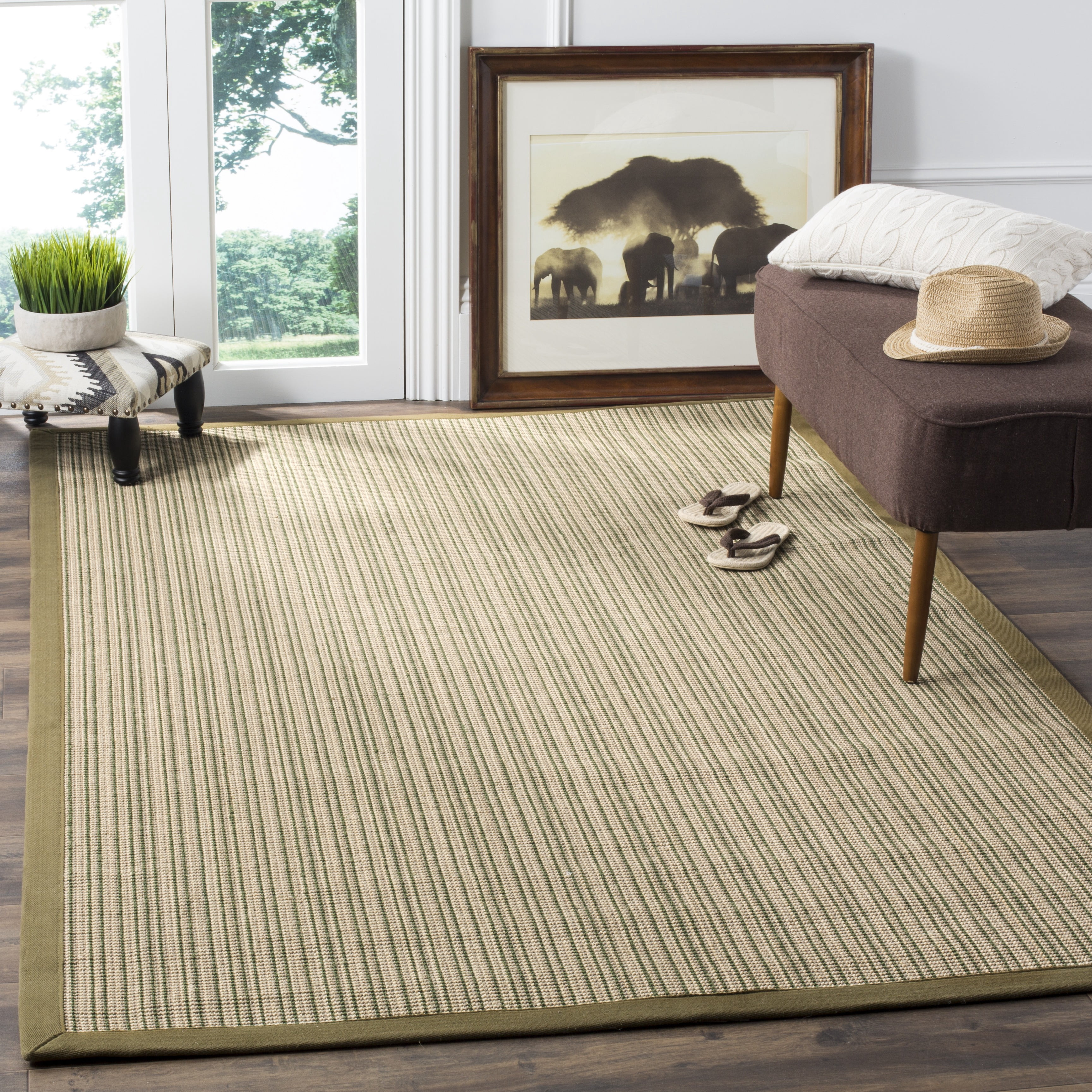 SAFAVIEH Natural Fiber Aspen Striped Area Rug, Green, 8' x 10'