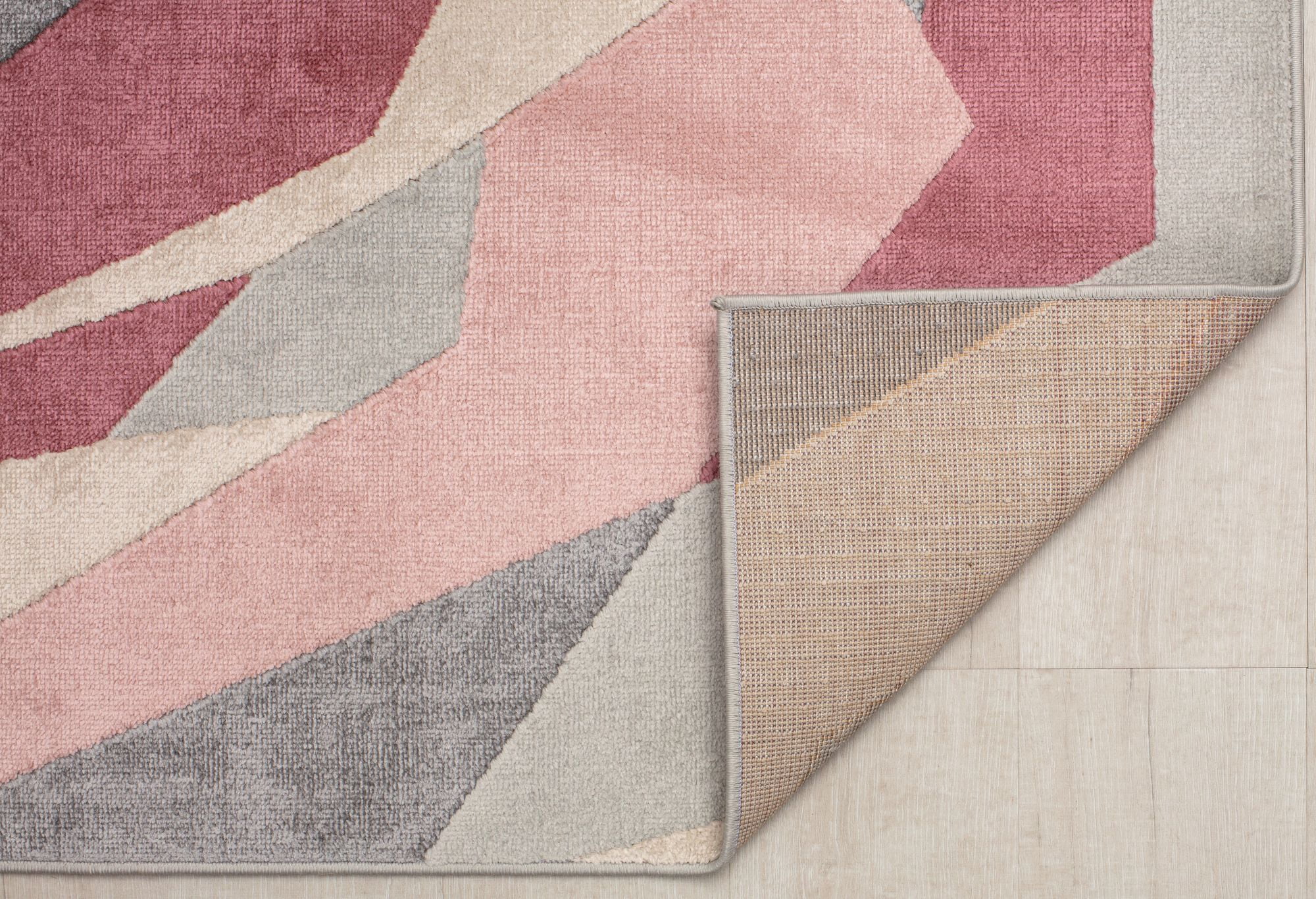 Elizabeth Sutton VE10C Cheery Blossom Floral/Geometric Modern Pink Area Rug, 2'0" x 4'0"