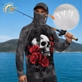 thumbnail image 3 of Bulopur Gothic Skull Print Men’s Graphic UV Hoodie Shirt, UPF 50+ Fishing Rash Guard with Breathable Mask, Quick Dry Lightweight Long Sleeve Sun Protection Top, 3 of 8