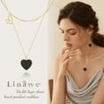 thumbnail image 3 of Linawe Black Gold Plated Heart Necklace, Layered Choker Pendant Necklaces for Women Trendy, Stainless Steel Gold Plated Chain Necklace, Y2K Stacked Necklace Preppy Jewelry, 3 of 7