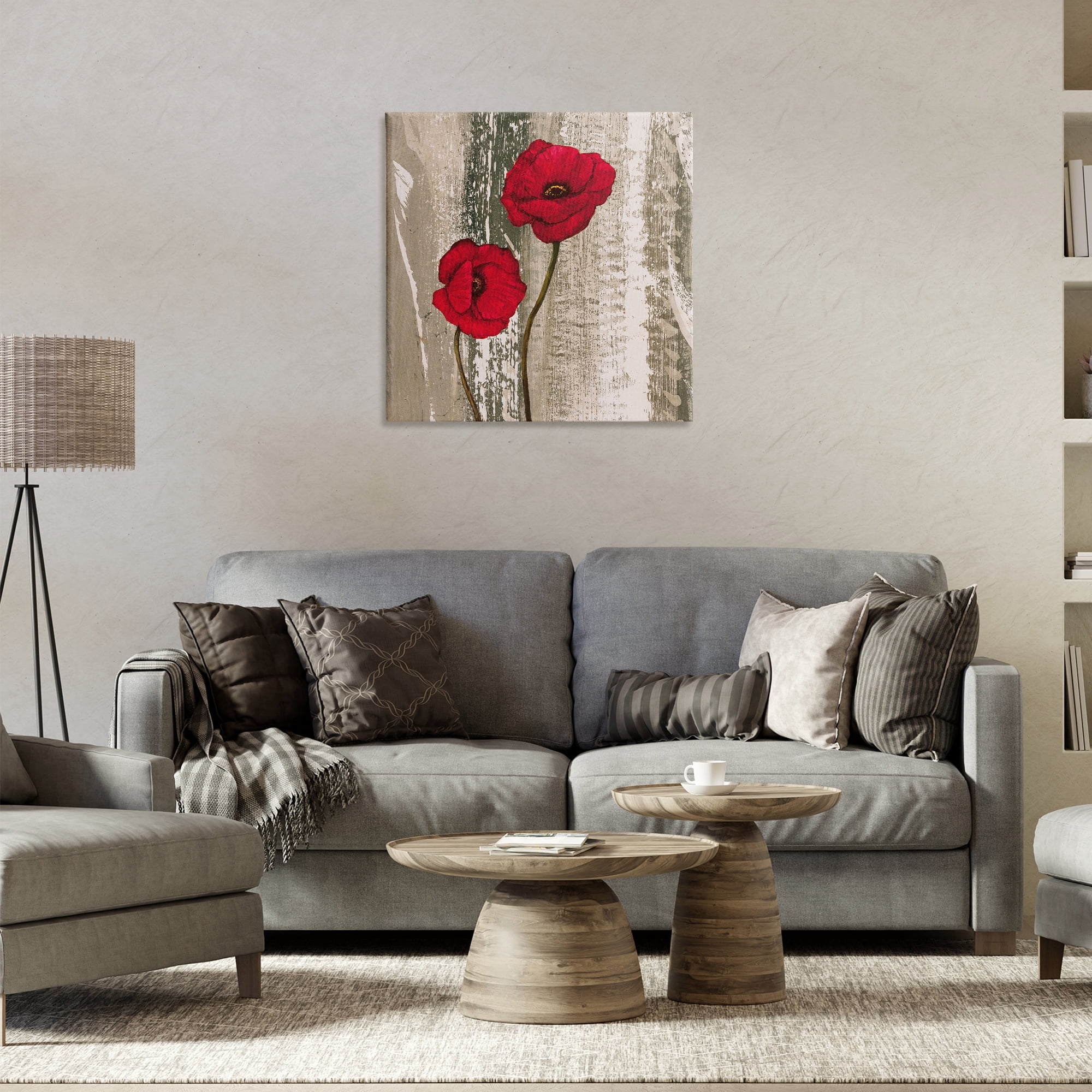 Stupell Industries Rustic Red Anemones Plants & Flowers Painting Wrapped Canvas Art Print Wall Art, 24 x 24