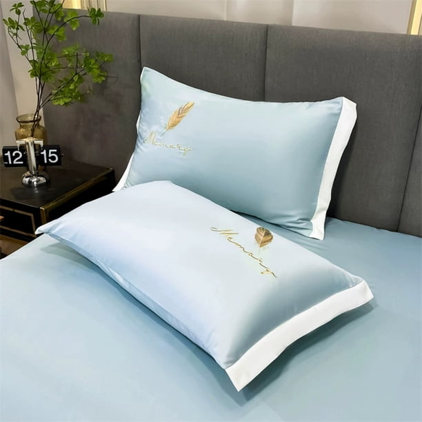 Juego de 2 fundas de almohada de color liso | Fundas de almohada de poliéster suaves y transpirables | Tamaño estándar de 48 x 74 cm | Funda de almohada refrescante para un sueño cómodo | 5 opciones