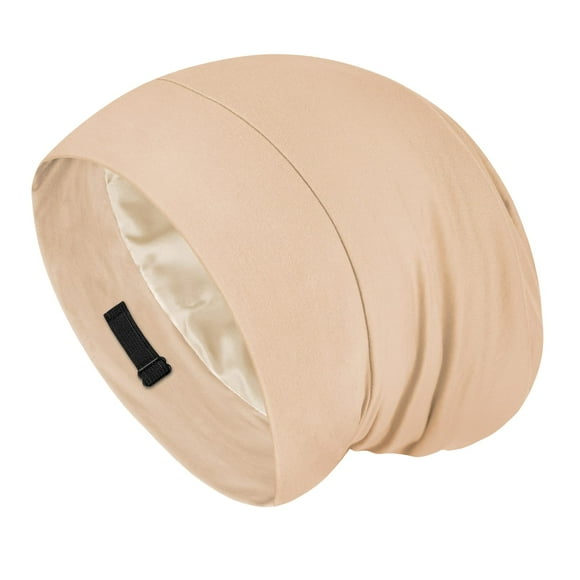 Gorro de pelo Fittia Satin para dormir, correa antideslizante, color topo