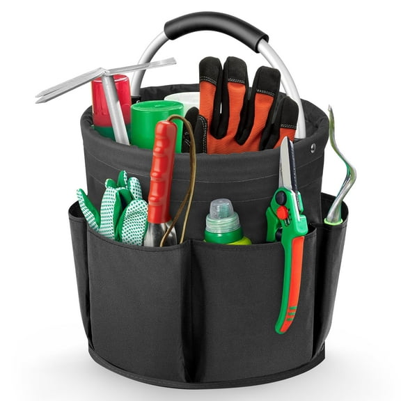 Garden Tool Bag, TSV Foldable Garden Tote Storage Bag with 6 Pockets, Heavy Duty Standable Garden Tool Kit Holder