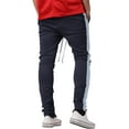 thumbnail image 4 of Ma Croix Mens Two Tone Zipper Jogger Pants Skinny Fit Training Slim Casual Elastic Athletic, 4 of 5