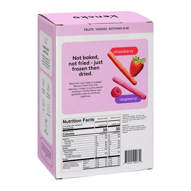 Kencko Organic Fruit Snaps Variety Pack, Freeze Dried Snacks, 5 x