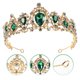 thumbnail image 2 of Tiara de cristal real Boda Corona Princesa Tocados Accesorios nupciales para el cabello (Verde), 2 of 8