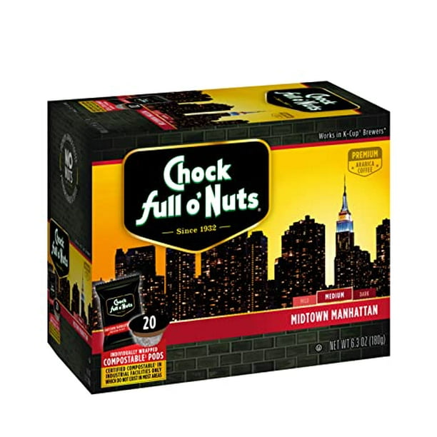 Chock Full o'Nuts Midtown Manhattan Medium Roast, KCup Compatible Pods