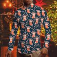 thumbnail image 2 of Camisa de manga larga con estampado navideño para hombre, top versátil informal a la moda para hombre Pompotops oipoqjl27119, 2 of 6