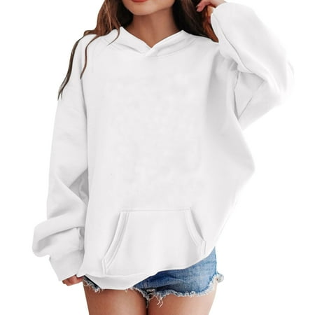 

Hbdhejl Sweatshirts For Girls Kids Child Boys Solid Color Fleece Long Sleeve Patchwork Hooded Thickened Warm Sweatshirt Pullover Blouse Tops Outfits Clothes White 3-4 Years