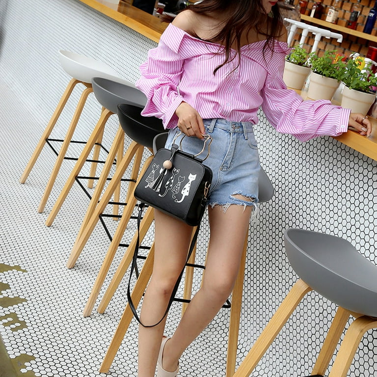 Animal Messenger Bag Women Handbags Cat Rabbit Pattern Shoulder Crossbody Bag