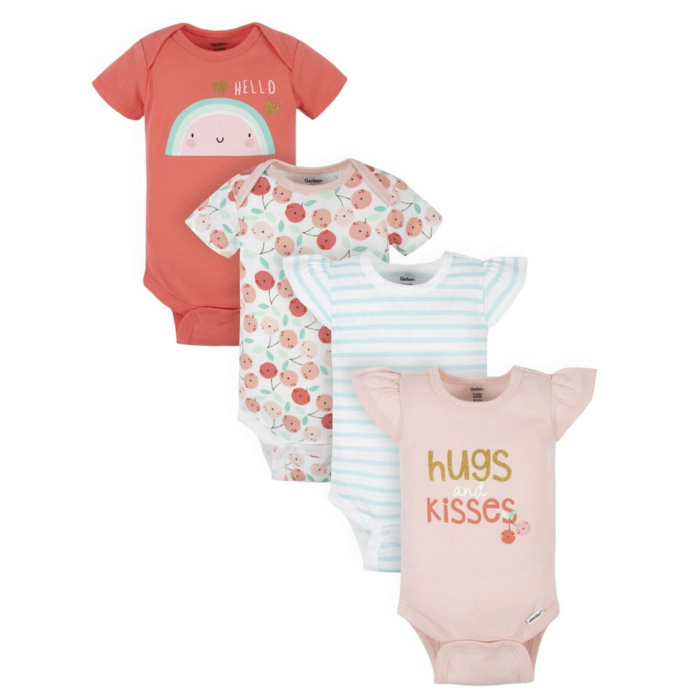 Gerber Gerber Baby Girls Short Sleeve Onesies® Brand Bodysuits, 4
