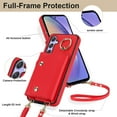 thumbnail image 5 of Crossbody for Samsung Galaxy A14 5G Phone Case for Women, Wallet Case with Credit Card Holder Shoulder Strap & Wrist Lanyard Shockproof Purse Back Flip 360 Ring Holder Kickstand Case,Red, 5 of 9