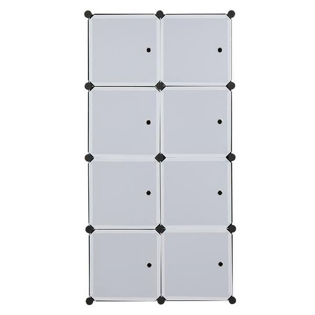 White/Black 8-Cube Stackable Plastic Storage Shelves - Modular Closet Organizer with Hanging Rod & Doors, Multifunctional for Bedroom, Living Room & Kids Room