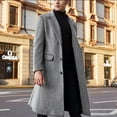 thumbnail image 3 of IYTR Mens Winter Coat Long Sleeve Jacket Button Up Lapel Mid-length Suit Jacket Coat with Pocket Solid Color Gray S, 3 of 6