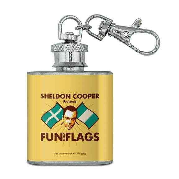Big Bang Theory Sheldon Cooper Fun with Flags Stainless Steel 1oz Mini Flask Key Chain