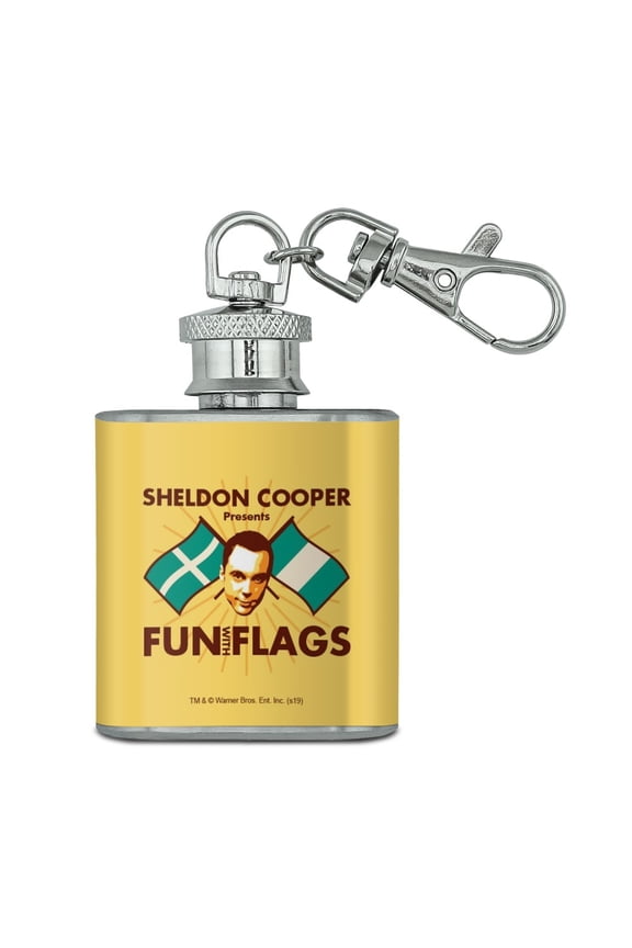 Big Bang Theory Sheldon Cooper Fun with Flags Stainless Steel 1oz Mini Flask Key Chain