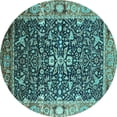 thumbnail image 1 of Ahgly Company Indoor Round Oriental Turquoise Blue Industrial Area Rugs, 3' Round, 1 of 4