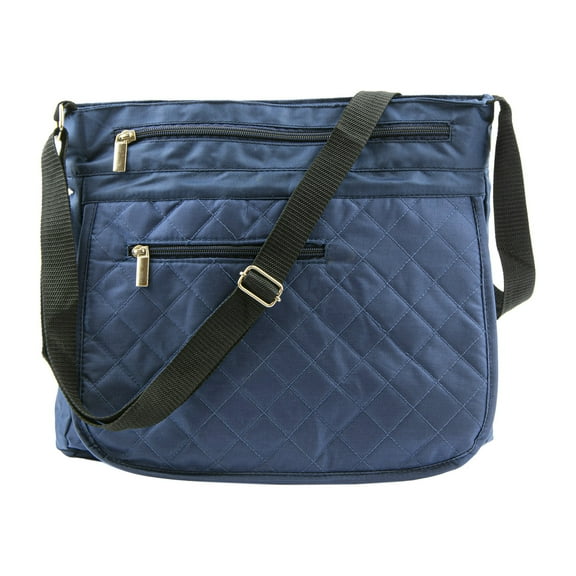 Gold Coast Quilted Navy Blue Organizer Shoulder Bag with RFID Technology