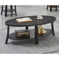 thumbnail image 3 of Roundhill Furniture Anze Living Room Contemporary Oval Wood Shelf Coffee Table in Charcoal Finish, 3 of 7